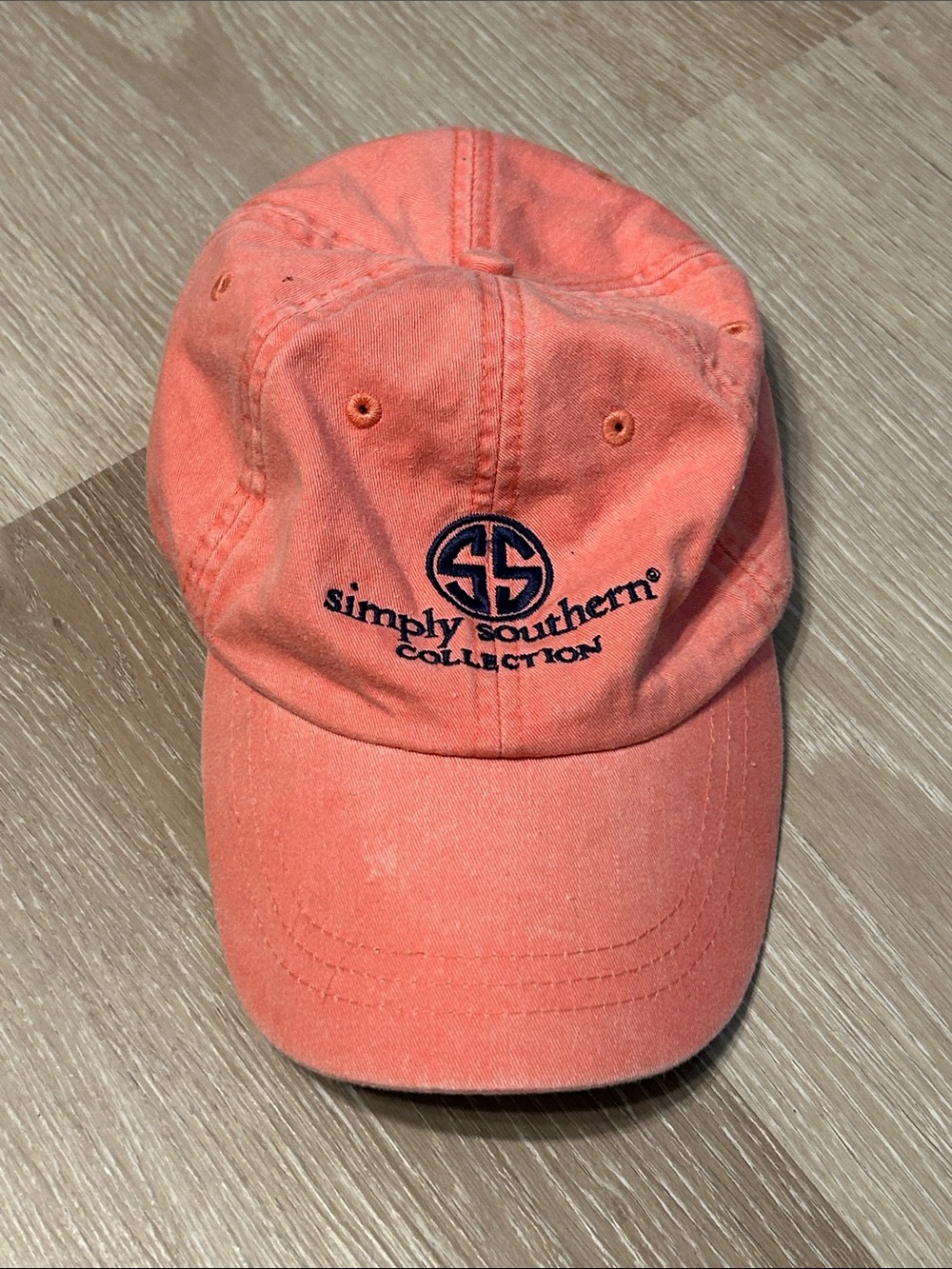 Simply Southern Collection Adams Peachy Coral Mesh Lined Adjustable Logo Hat